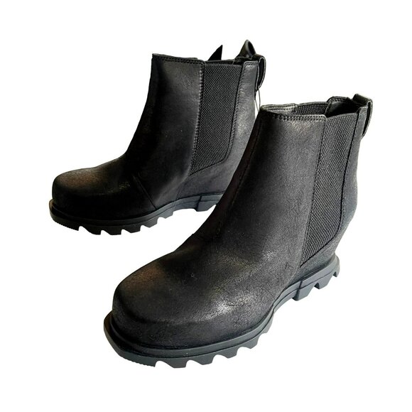 Sorel Shoes - Sorel Joan of Arctic Wedge III Chelsea Leather Black Boots Shoes Sz 7 NEW